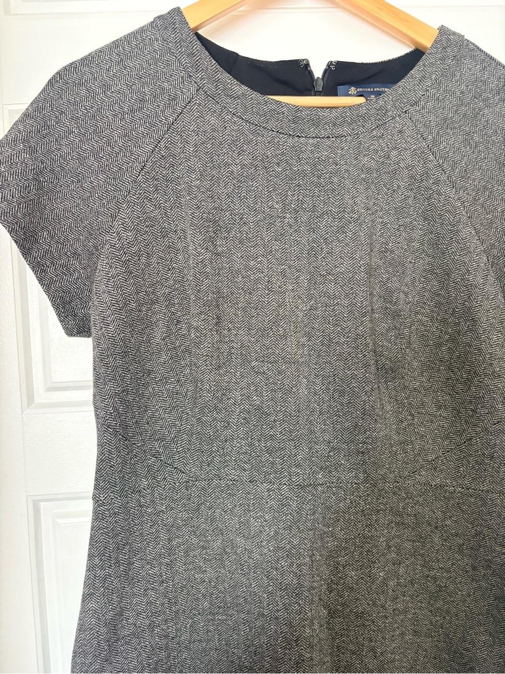 Brooks Brothers Gray Herringbone Dress Size 10 Preppy Old Money Dark Academia - Picture 4 of 10